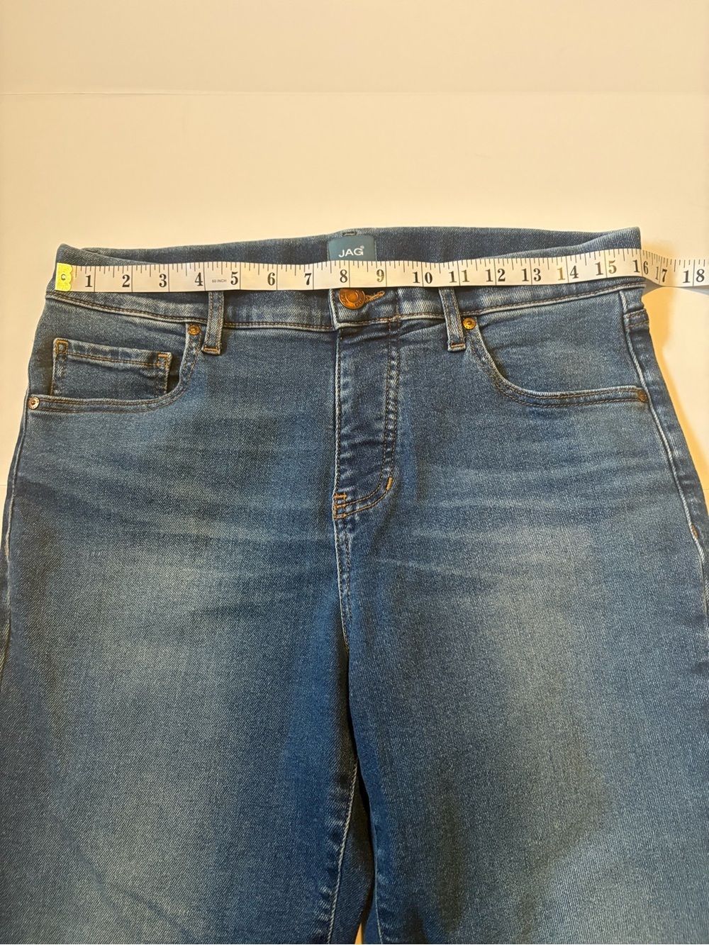 Jag Jeans Valentina Straight Crop Pull On High Rise Raw Hem Blue jeans, Sz 8. - Picture 7 of 12